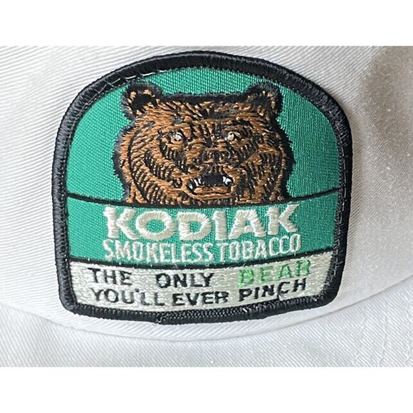 kodiak tobacco hat VTG Kodiak Racing Smokeless Tobacco Bear Patch USA Made SnapBack Hat Cap  RARE